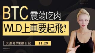 BTC 沖擊 10 萬受阻，WLD結束震蕩後將立即啟動？ #eth   #比特幣 #以太坊  #wld  #丨11.29丨大漂亮的K線日記 丨