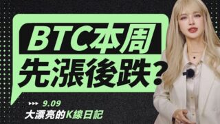 BTC短線企穩，本周先漲後跌？丨9.9大漂亮的K線日記 丨