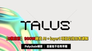 【0撸空投】 900W美金融资项目Talus任务讲解，Polychain领投AI+Layer1 | 目前处于早期阶段