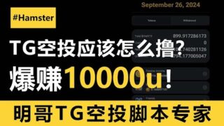 如何用脚本赚到第一个10000u？为什么说TG空投一定要用脚本来做？一定要看到最后！#空投教程 #空投 #airdropcrypto #airdrop #仓鼠游戏 #hamsterkombat