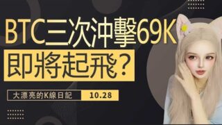 必看！BTC上漲旗形整理，回踩後能否重回 70000？丨10.28大漂亮的K線日記 丨  #btc #eth #crypto #meme #川普  #哈里斯