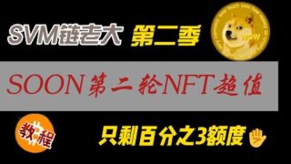SOON第二轮NFT销售感觉超值，TGE 100%释放！速来只剩百分之3额度